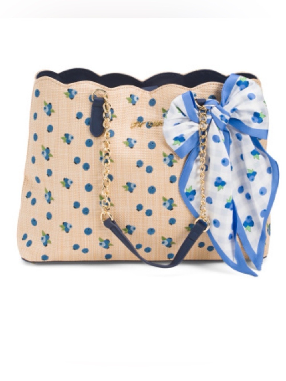 BETSEY JOHNSON BLUEBERRY TOTE WITH BLUEBERRY PRINT SCARF - NWT